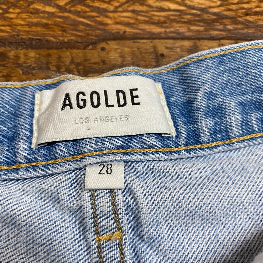 AGOLDE Parker Vintage Cut Off Denim Jean Shorts Light Wash Button Fly Size 28” - Picture 13 of 15